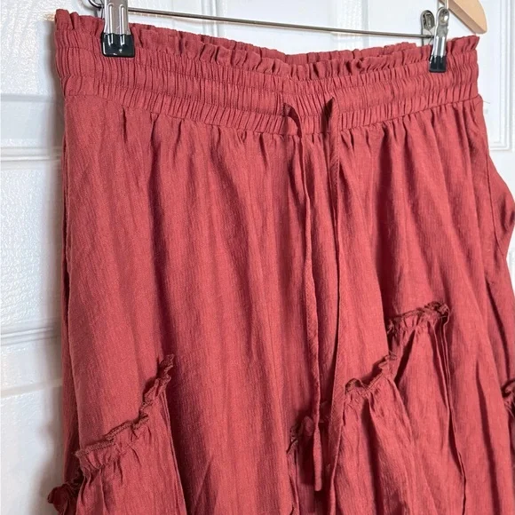 NWOT Scarlett Darkness Renaissance Boho Ruffle Skirt XL Terracotta Rust Red - Picture 5 of 8